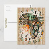 Afrika Kaart Decoratieve Tribale Elementen Patroon (Voorkant / Achterkant)
