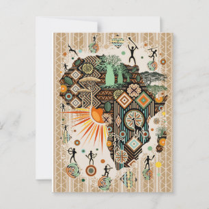Afrika Kaart Decoratieve Tribale Elementen Patroon