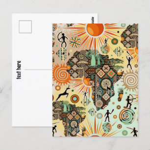 Afrika kaart decoratieve tribale elementen patroon