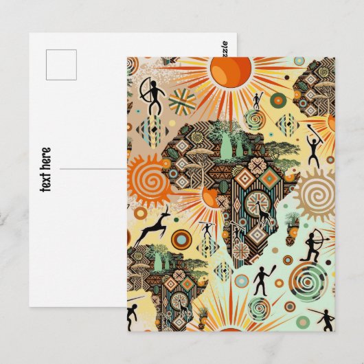 Afrika kaart decoratieve tribale elementen patroon (Voorkant / Achterkant)