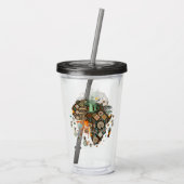 Afrika kaart decoratieve tribale elementen patroon acryl drinkbeker (Achterkant)