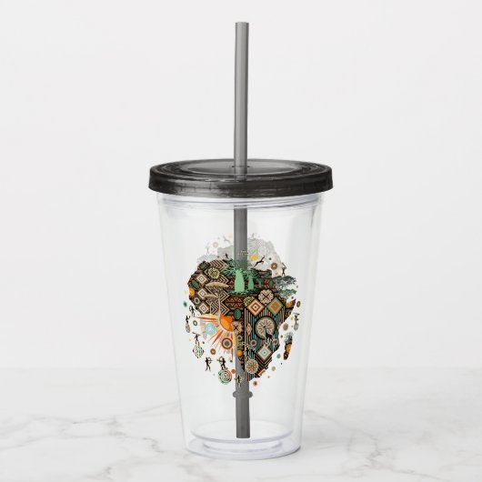 Afrika kaart decoratieve tribale elementen patroon acryl drinkbeker (Voorkant)