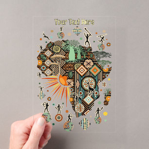 Afrika Kaart Decoratieve Tribale Elementen Patroon Acryl Uitnodigingen