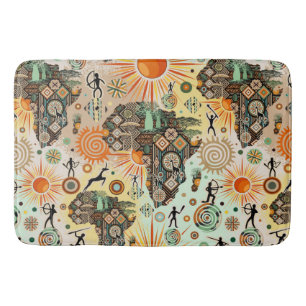 Afrika kaart decoratieve tribale elementen patroon badmat