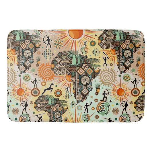 Afrika kaart decoratieve tribale elementen patroon badmat (Voorkant)