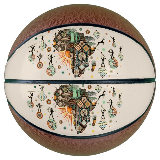 Afrika kaart decoratieve tribale elementen patroon basketbal (Voorkant)