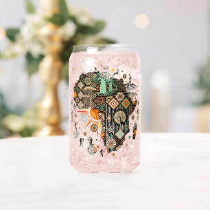 Afrika kaart decoratieve tribale elementen patroon blikvorm glas