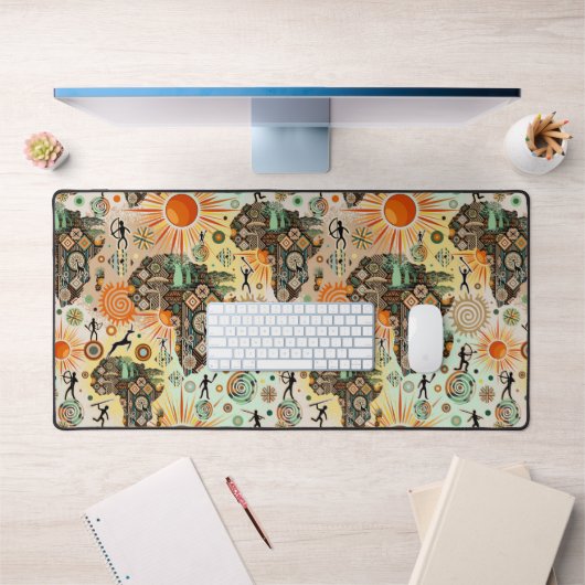 Afrika Kaart Decoratieve Tribale Elementen Patroon Bureaumat (Kantoor 1)