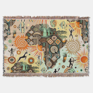 Afrika kaart decoratieve tribale elementen patroon deken