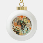 Afrika Kaart Decoratieve Tribale Elementen Patroon Keramische Bal Ornament (Voorkant)