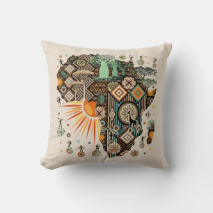 Afrika kaart decoratieve tribale elementen patroon kussen