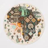 Afrika Kaart Decoratieve Tribale Elementen Patroon Labels (Design 1)