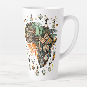 Afrika kaart decoratieve tribale elementen patroon latte mok