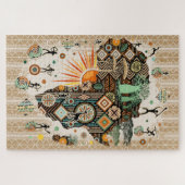 Afrika kaart decoratieve tribale elementen patroon legpuzzel (Horizontaal)