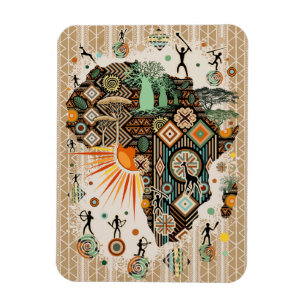 Afrika kaart decoratieve tribale elementen patroon magneet