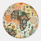 Afrika Kaart Decoratieve Tribale Elementen Patroon Magneet (Voorkant)