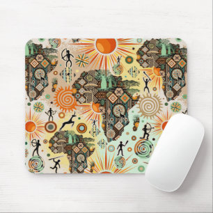 Afrika kaart decoratieve tribale elementen patroon muismat