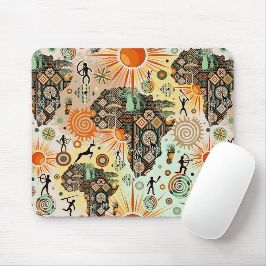 Afrika kaart decoratieve tribale elementen patroon muismat (Met muis)