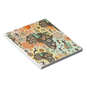 Afrika kaart decoratieve tribale elementen patroon notitieblok