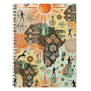 Afrika kaart decoratieve tribale elementen patroon notitieboek
