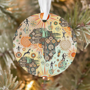 Afrika kaart decoratieve tribale elementen patroon ornament
