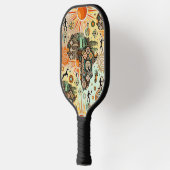 Afrika Kaart Decoratieve Tribale Elementen Patroon Pickleball Paddle (Links)