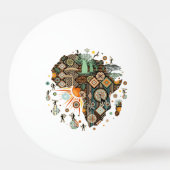 Afrika kaart decoratieve tribale elementen patroon pingpongbal (Achterkant)