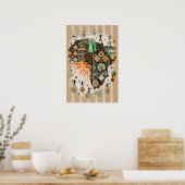 Afrika kaart decoratieve tribale elementen patroon poster (Keuken)