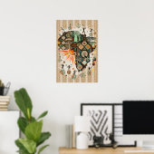 Afrika kaart decoratieve tribale elementen patroon poster (Thuiskantoor)