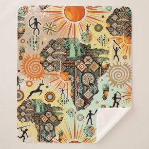 Afrika kaart decoratieve tribale elementen patroon sherpa deken