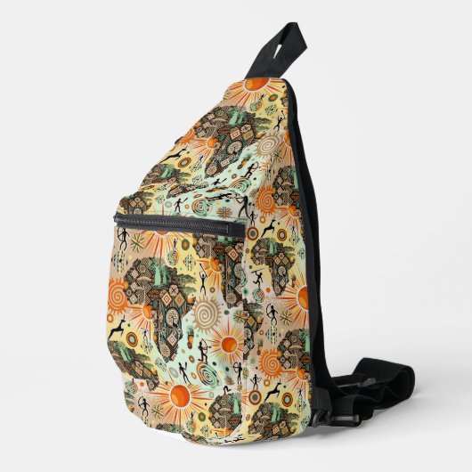 Afrika kaart decoratieve tribale elementen patroon sling bag (Rechterhoek)