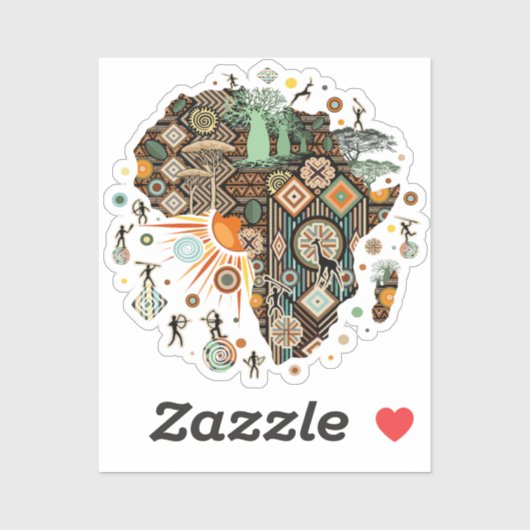 Afrika kaart decoratieve tribale elementen patroon sticker (Vel)