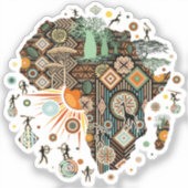 Afrika kaart decoratieve tribale elementen patroon sticker (Voorkant)