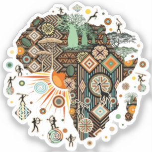 Afrika Kaart Decoratieve Tribale Elementen Patroon Sticker