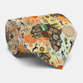 Afrika kaart decoratieve tribale elementen patroon stropdas (Opgerold)