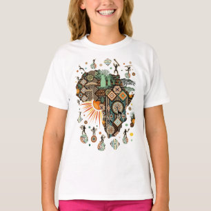 Afrika kaart decoratieve tribale elementen patroon t-shirt