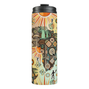 Afrika kaart decoratieve tribale elementen patroon thermosbeker
