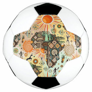 Afrika kaart decoratieve tribale elementen patroon voetbal