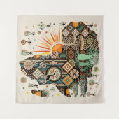 Afrika kaart decoratieve tribale elementen patroon wandkleed (Voorkant (horizontaal))