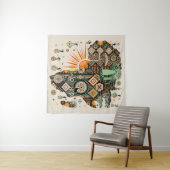 Afrika kaart decoratieve tribale elementen patroon wandkleed (In Situ (horizontaal))