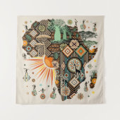 Afrika kaart decoratieve tribale elementen patroon wandkleed (Voorkant)