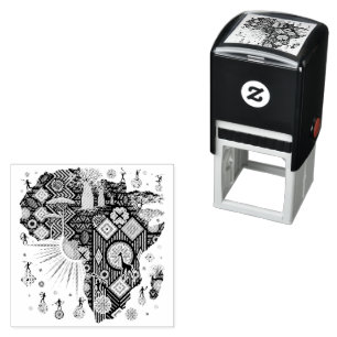 Afrika kaart decoratieve tribale elementen patroon zelfinktende stempel