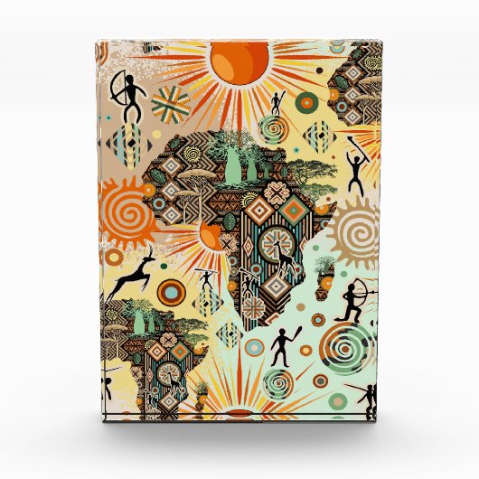 Afrika Kaart Decorative Stam Elementen Patroon Fotoblokken (Voorkant)