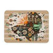 Afrika Kaart Decorative Stam Elementen Patroon Magneet (Horizontaal)