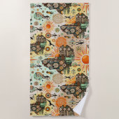 Afrika Kaart Decorative Stam Elementen Patroon Strandlaken (Voorkant)