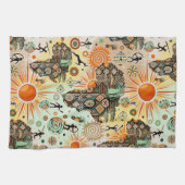 Afrika Kaart Decorative Stam Elementen Patroon Theedoek (Horizontaal)