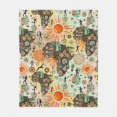 Afrika Kaart Decorative Stammen Elementen Patroon Fleece Deken (Voorkant)
