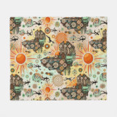 Afrika Kaart Decorative Stammen Elementen Patroon Fleece Deken (Voorkant (Horizontaal))