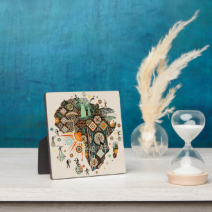 Afrika Kaart Decorative Stammen Elementen Patroon Fotoplaat