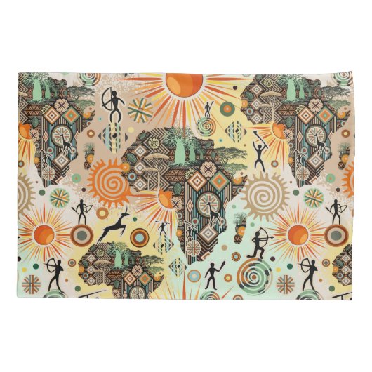Afrika Kaart Decorative Stammen Elementen Patroon Kussensloop (Achterkant)